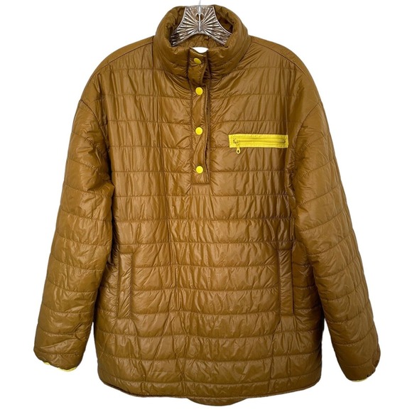 Offline by Aerie Women's Quilted Pullover Puffer Quarter Snap Sz M Dark Mustard - Picture 1 of 8